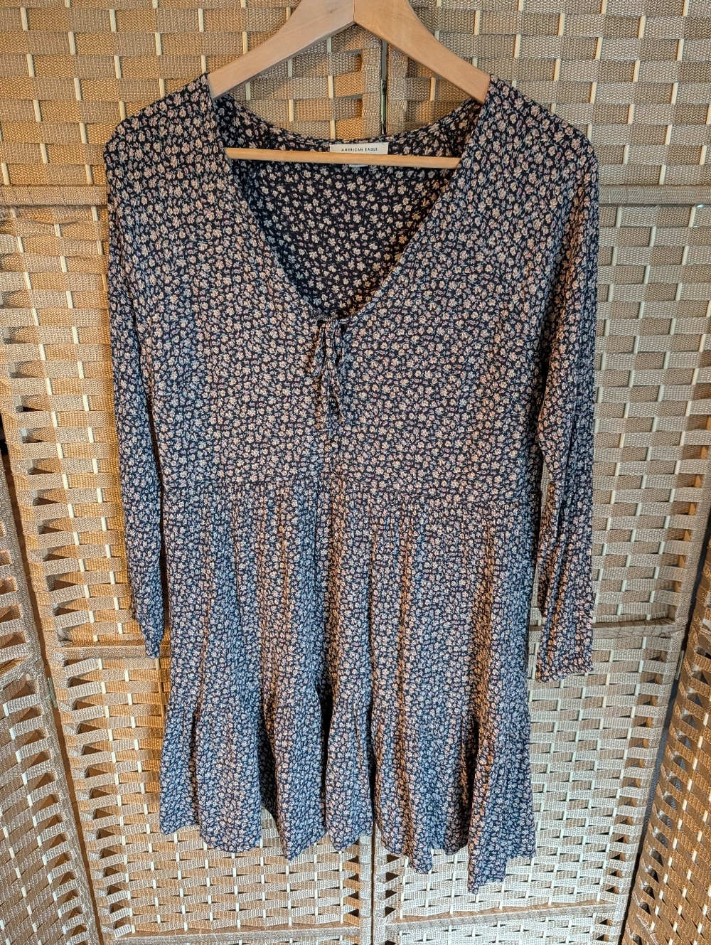 AMERICAN EAGLE- Navy Blue Floral Mini Dress- Medium
